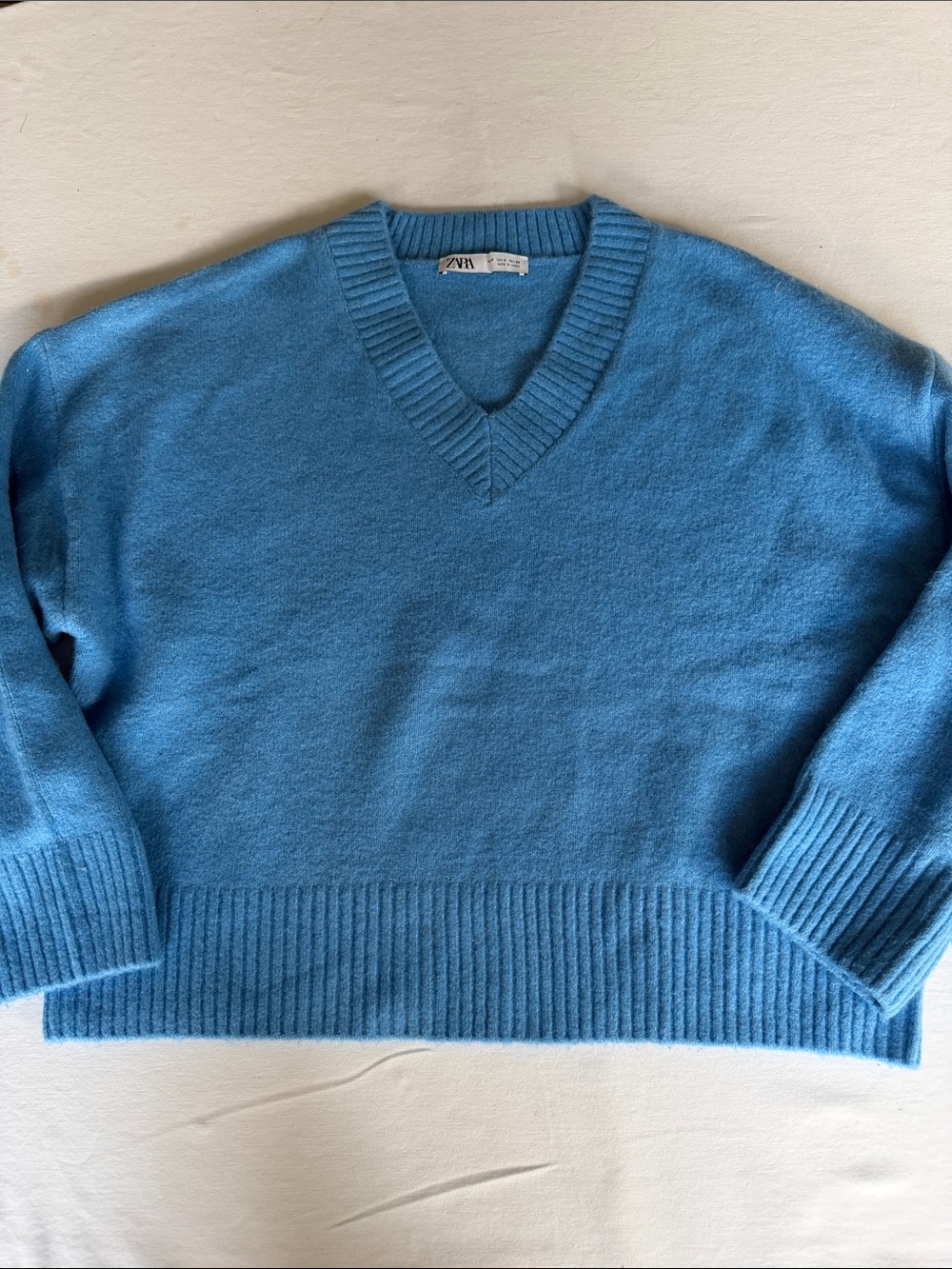 Zara Sky Blue V-Neck Knit Sweater-small